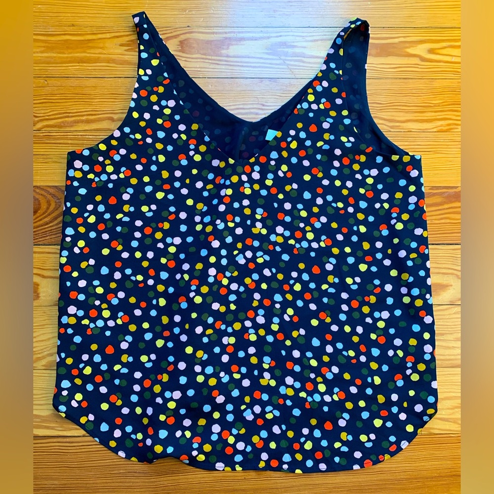 LOFT navy blue polka dot tank top